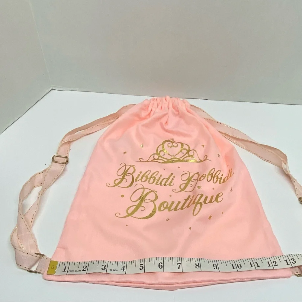 Disney Parks Bibbidi Bobbidi Boutique Pink Gold Cinch Fabric Backpack Princess